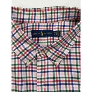 Polo Ralph Lauren Shirt Men's 4XB Large Button Up Multicolor Pastel Plaid Pony